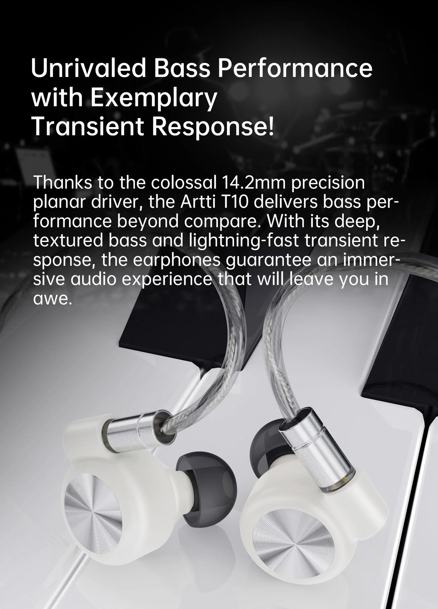 ARTTI T10 Planar Driver In-Ear HiFi Earphones, Wired IEM Monitors with 14.2mm Planar Driver, Detachable 0.78mm 2-Pin Cable, 3.5mm/4.4mm Audiophile Earbuds