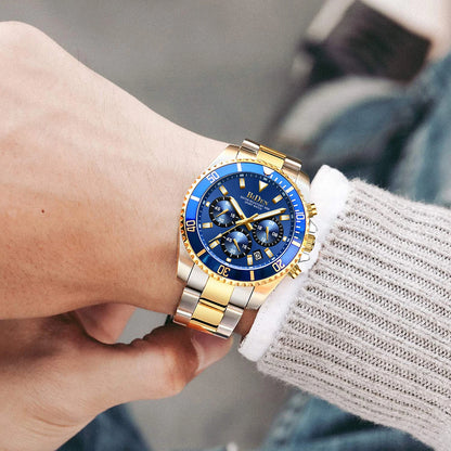BIDEN Multi-functional men's quartz watch luxury waterproof night light business style diving series casual fashion watch