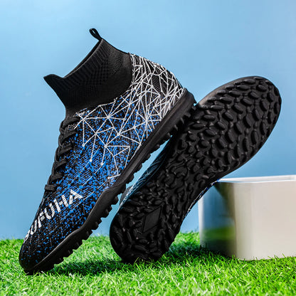 TF Soccer Shoes For Kids Youth PU Fabric Upper Rubber Sole Wear-Resistant Non-Slip Training Football Boots