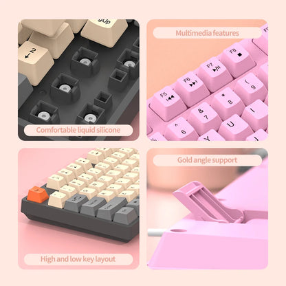 104 Keys Wired Gaming Keyboard Ergonomics Splash Water Colorful ABS Wear-resistant Keycaps Keyboards with Technology Light Key