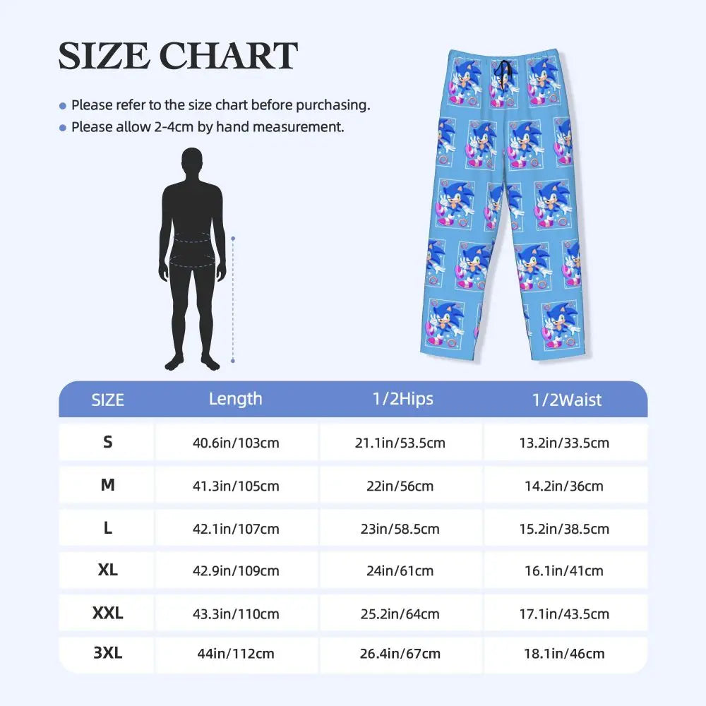 Pantalones de pijama personalizados para hombre con estampado «Soniced», con motivo de erizo, ropa de dormir, pantalones de estar por casa con bolsillos