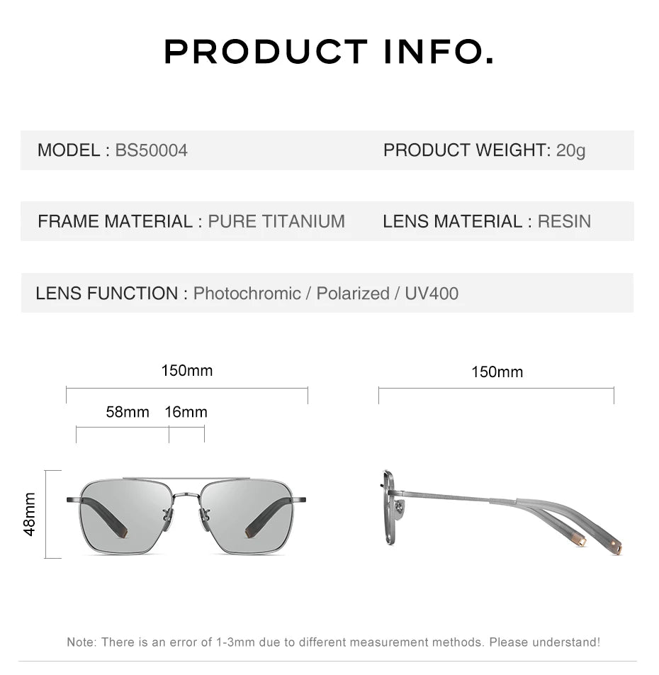 Ochelari de soare polarizați pentru bărbați CAPONI, Seiko, din titan pur, fotocromatici, pentru activități în aer liber și conducere, UV400, ochelari de soare de marcă originală BS50004