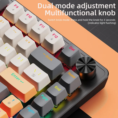 75% Mechanical Keyboard Wired with Media Knob APAYADO Black Gaming Keyboard Hot-Swap ABS Cap Transparent Character Backlighting