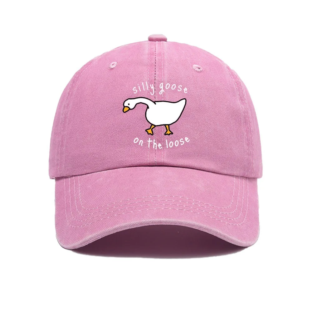 Big Goose Printed Baseball Hat for Men and Women, Small Fresh Soft Top Duck Tongue Hat, Sunshade Hat, Outdoor Sunscreen