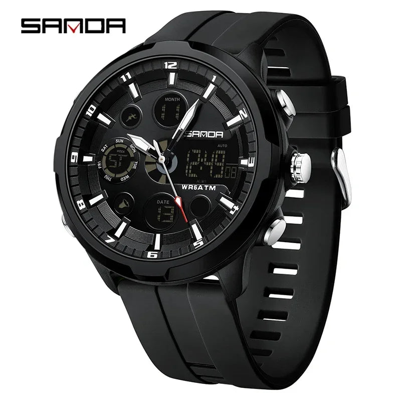 SANDA 9053 G Sportieve militaire herenhorloges Luxe digitaal horloge 50 m waterdicht quartz-polshorloge voor mannen Relogios Masculino
