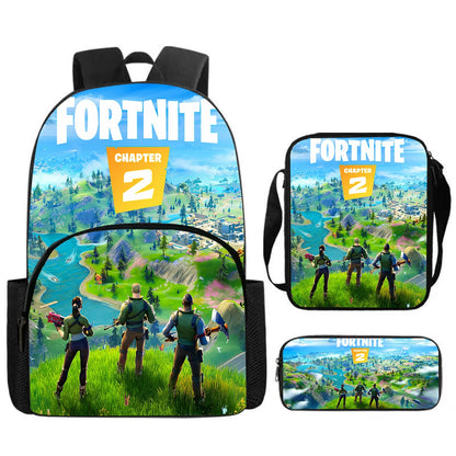 Fortnite 3Pcs Bag Set, Backpack with Front Pocket, Crossbody Bag and Pencil Case,  Boys girls The best gift for children