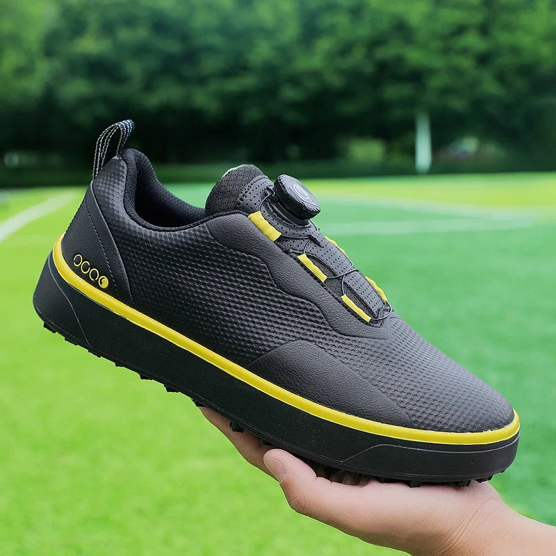 Couple Golf Shoes Men's White Waterproof Rotating Buckle Fitness Spikeless Non-slip Golf Golfer Training Golf Sneakers Women