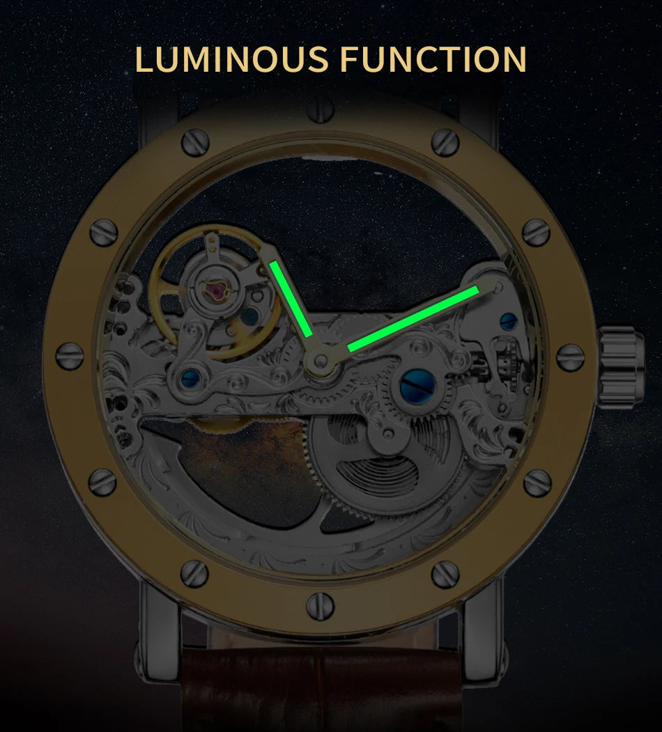2026 Top Brand Luxury Steel Skeleton Tourbillon Automatic Watch Men's Leather Mechanical Waterproof Luminous Elegant Wrist Clock