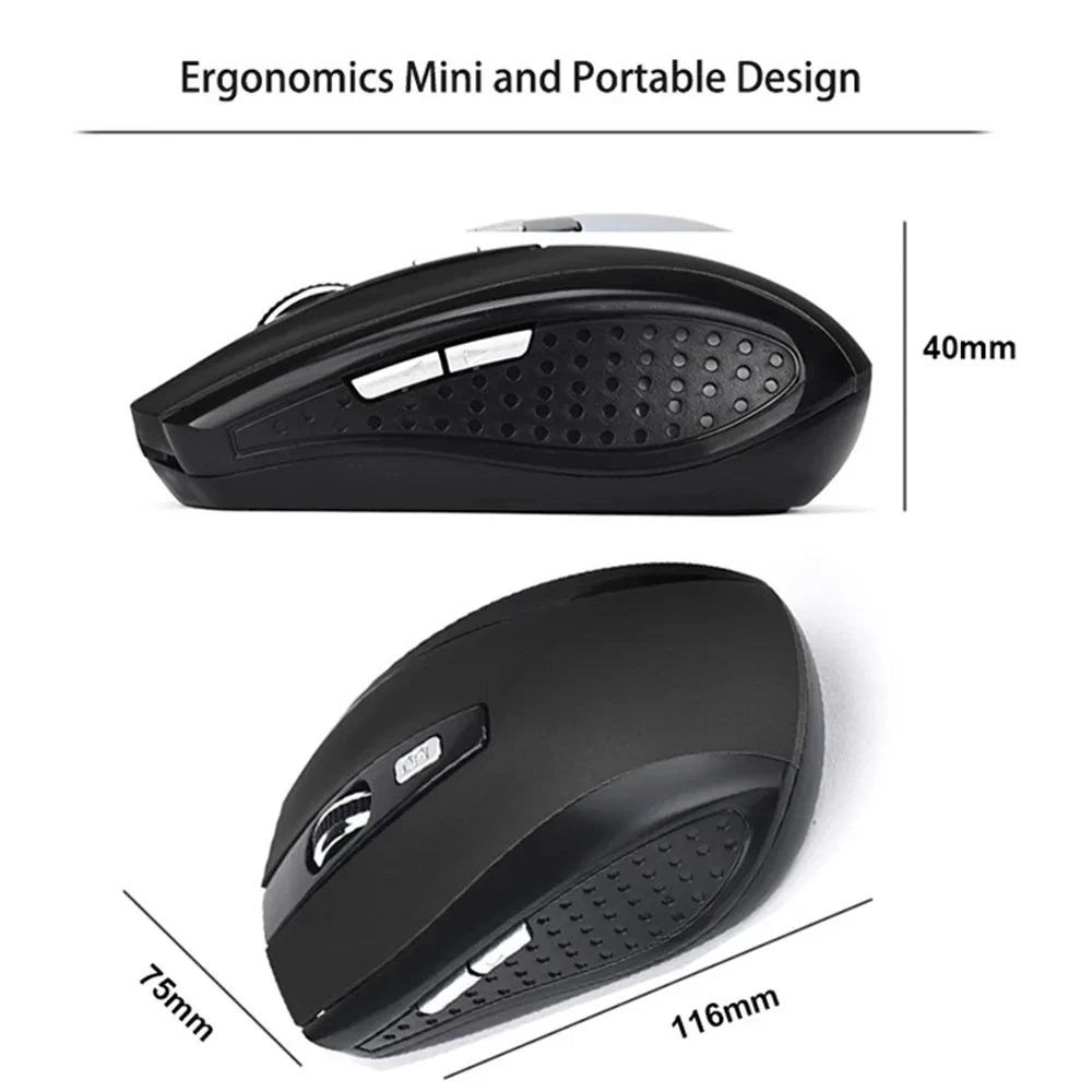 2.4G Wireless Mouse 7500 DPI Ergonomic Gaming Mouse with 6 Buttons, 4-Way Scroll Wheel, USB Optical Wireless Mouse for PC, Laptop & MacBook