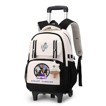Fortnite Student Rolling Backpack Large Capacity Waterproof Lightweight Design Minimalist Laptop School Bag Casual Travel Bag