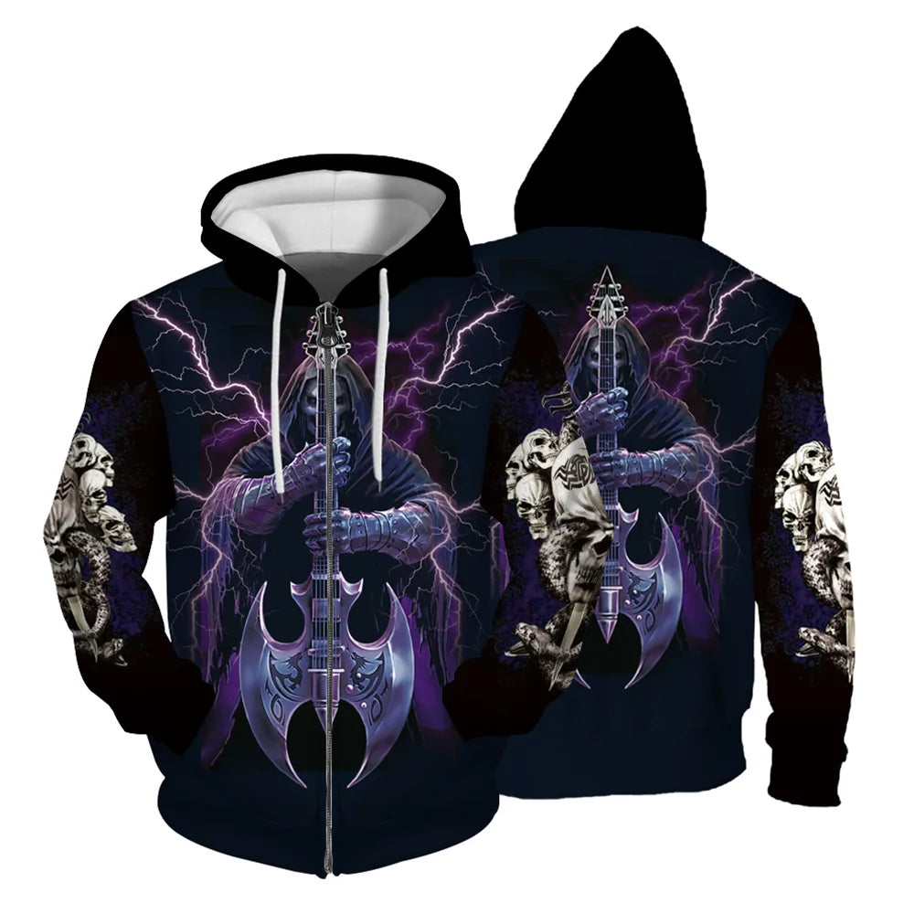Autumn Sweatshirt New In Hoodies & Sweatshirts Comfortable Fashion Skull Print Keep Warm Clothing Man Hoodie Men's Clothing Tops, Produit gaming premium Fraquane