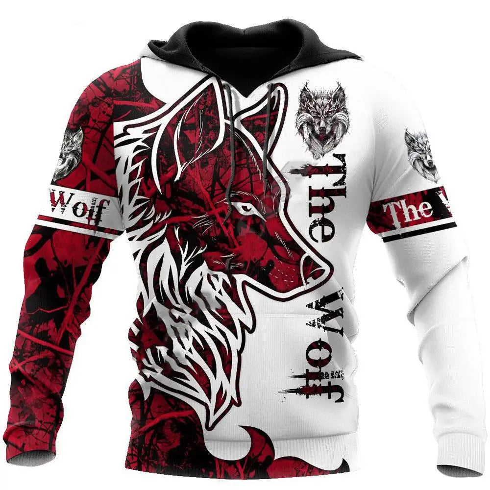 Moda Otoño: sudaderas con capucha con estampado de león y lobo, piel de tigre blanco en 3D por toda la prenda, sudadera de hombre, chaqueta unisex con cremallera, chaqueta informal