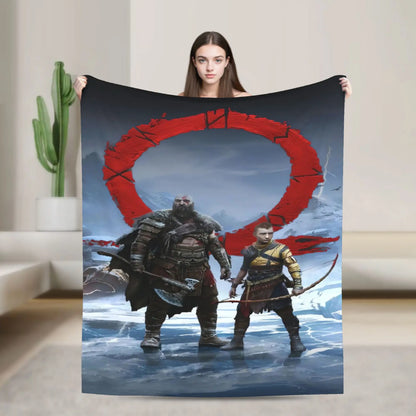 Super Soft Blanket Travel Office God of War Game Gamers Kratos Throw Blanket  Flannel Bedspread For Outdoor Sofa Bed Cover