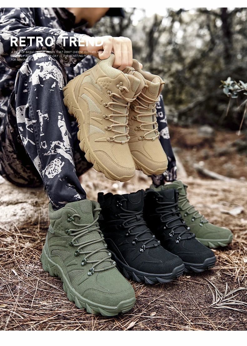 Upgraded Tactical Combat Training Boots Male Outdoors Camping Anti-wear Rapid Response Hiking Shoes Fishing Hunting Sneakers Men