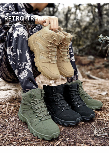 Upgraded Tactical Combat Training Boots Male Outdoors Camping Anti-wear Rapid Response Hiking Shoes Fishing Hunting Sneakers Men