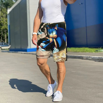 Pantalones cortos de pijama personalizados de Sonic the Hedgehog para hombre, para dormir y estar por casa
