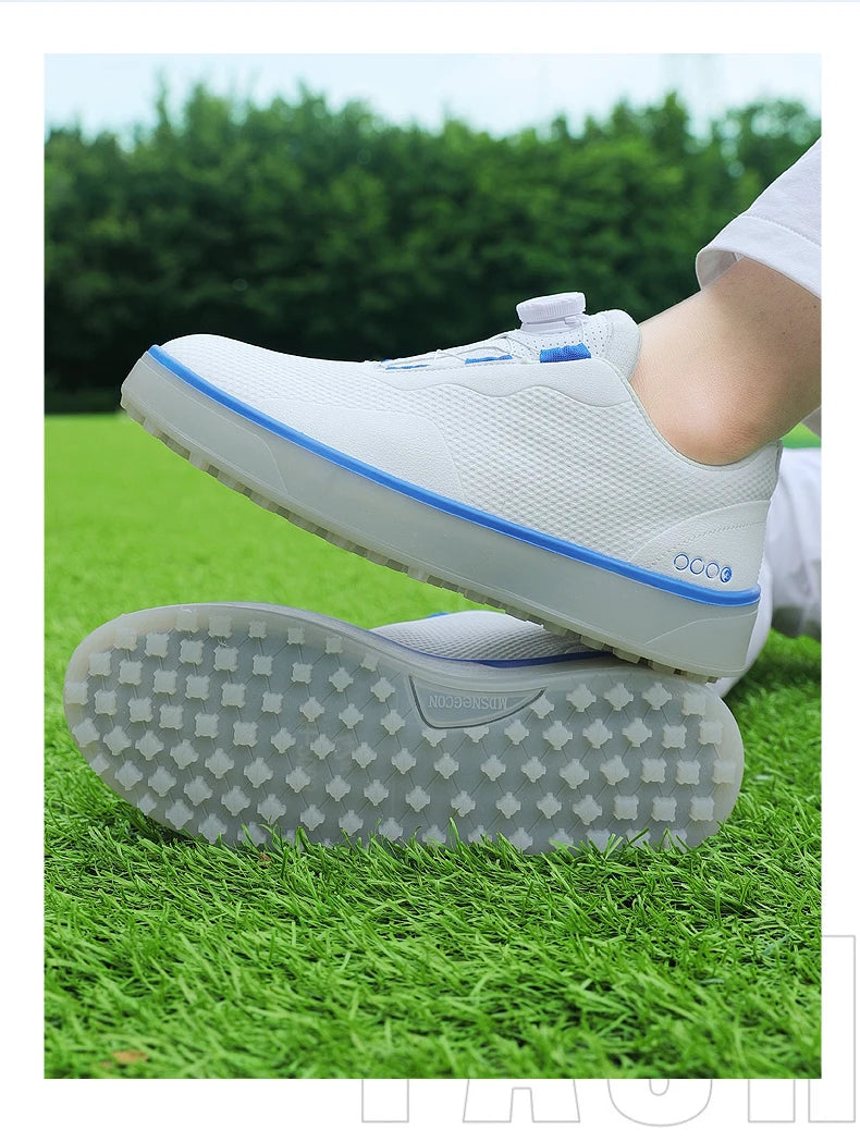 Couple Golf Shoes Men's White Waterproof Rotating Buckle Fitness Spikeless Non-slip Golf Golfer Training Golf Sneakers Women