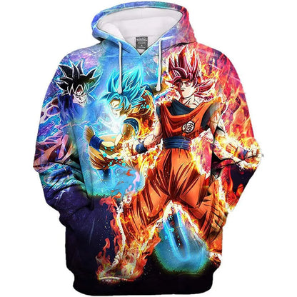 Sudadera con capucha de Dragon Ball para niños y niñas, nuevo estilo de otoño e invierno: sudadera creativa, holgada y versátil con capucha