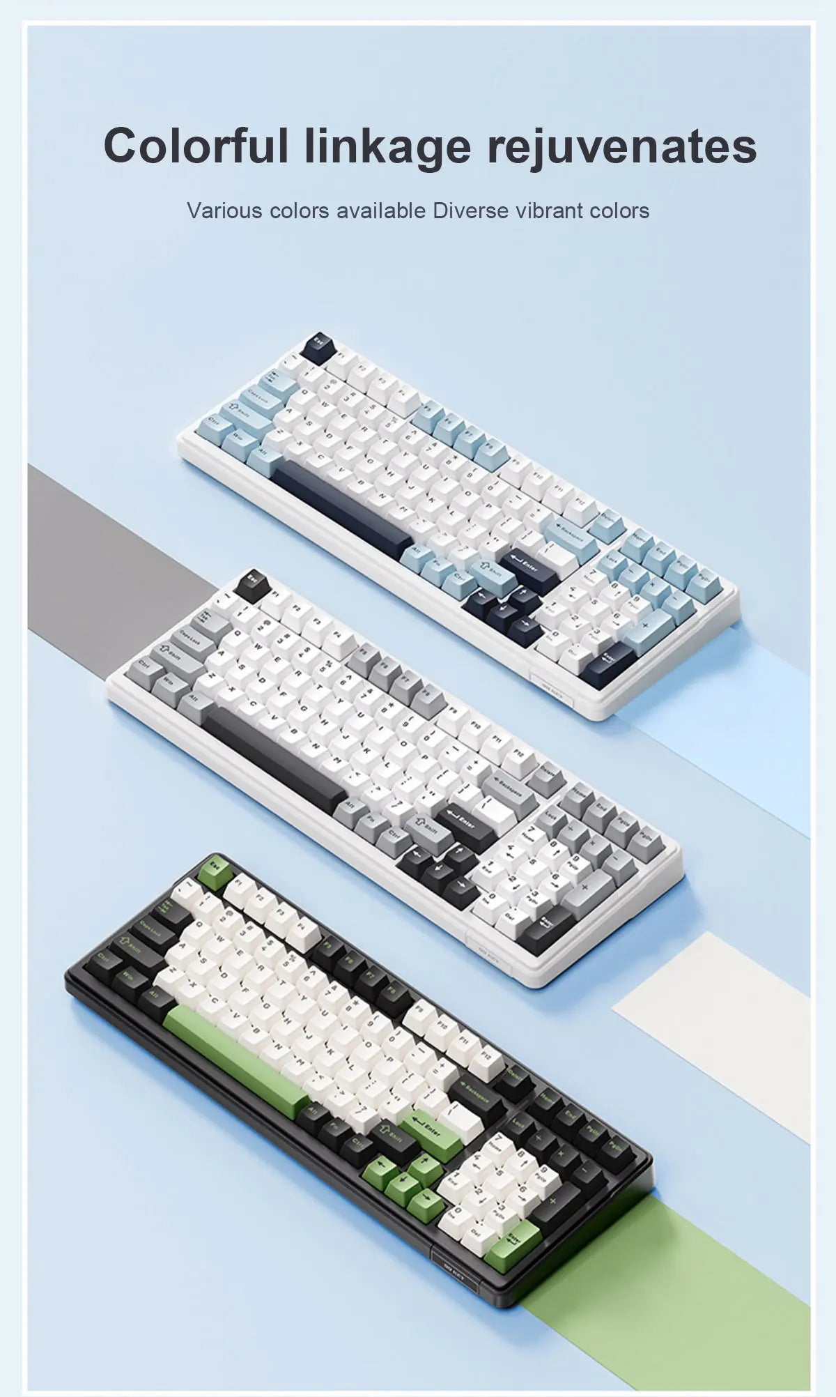 AULA F99 Mechanical Keyboard Bluetooth 5.0/2.4G Wireless/Wired Gasket-mounted Gaming Keyboard 99 Keys Customizable Keyboards