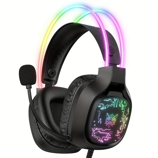 ONIKUMA X22 casque de jeu RGB éclairage dynamique filaire sur l'oreille casque avec micro antibruit pour PC PS4 Xbox PS5