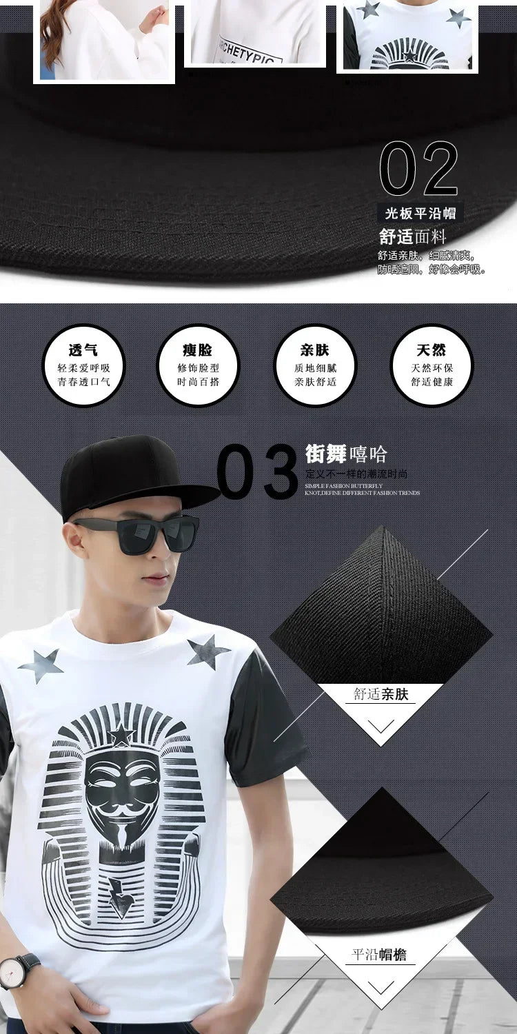 Big Bone Man Plus Size Baseball Caps Adult Flat Peak Hip Hop Fitted Hat Men Women Large hats Snapback Cap size 6 3/4 to 8