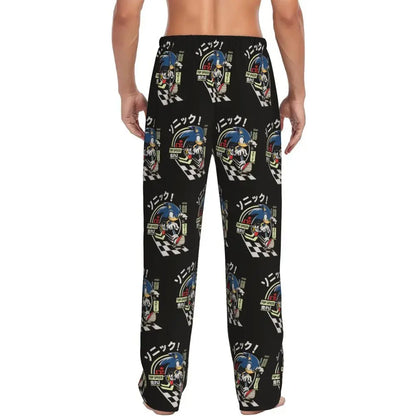 Pantalones de pijama personalizados para hombre con estampado «Soniced», con motivo de erizo, ropa de dormir, pantalones de estar por casa con bolsillos