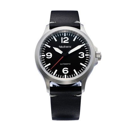 Milifortic Military Watch 39mm NH38 Automatic Mechanical Movement Retro Sapphire Crystal BGW9 Lume Leather Strap 10Bar Watch for Men