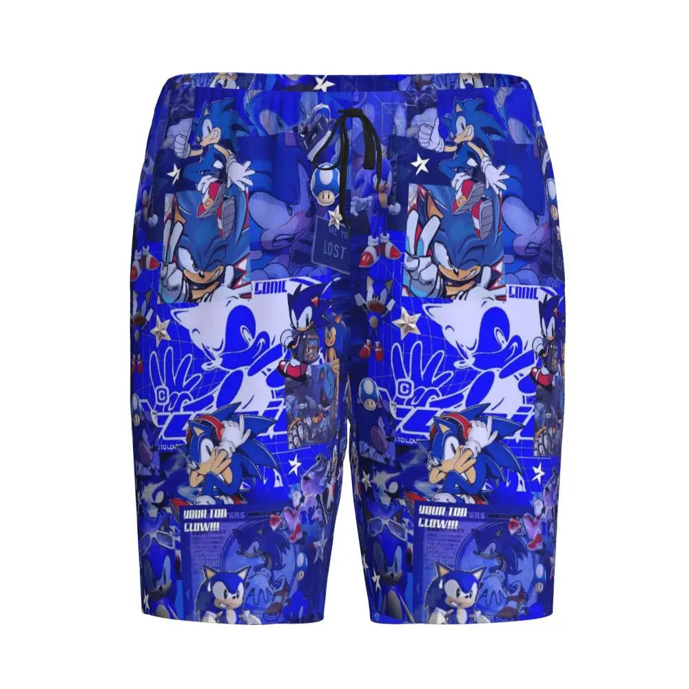 Pantalones cortos de pijama personalizados de Sonic the Hedgehog para hombre, para dormir y estar por casa