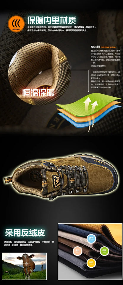 Suede Leather Men's Hiking Shoes Outdoor Trail Trekking Sneakers Men Non-slip Breathable Climbing Shoes Men's Mountain Sports Shoes