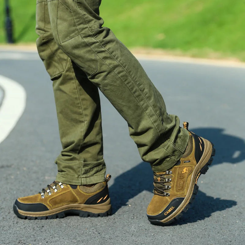 Suede Leather Men's Hiking Shoes Outdoor Trail Trekking Sneakers Men Non-slip Breathable Climbing Shoes Men's Mountain Sports Shoes