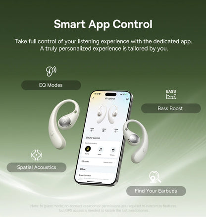 Baseus Eli Sport 2 avoimetyyppiset langattomat kuulokkeet, Bluetooth 6.0, OWS-kuulokkeet, korkean resoluution ääni LDAC-tuella, OWS-kuulokkeet, korvakoukulla varustetut urheilukuulokkeet
