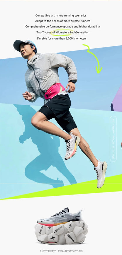 Xtep 2000KM 2.0 Running Shoes for Men, Summer Professional TPU Shock Absorption Sneakers (Suggest Half Size Down) 876219110043