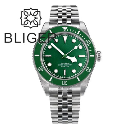 BLIGER 39mm Classic Wine Red Diver Watch For Men NH35 Mechanical Domed Sapphire Glass100m Waterproof Super Luminous Reloj Hombre