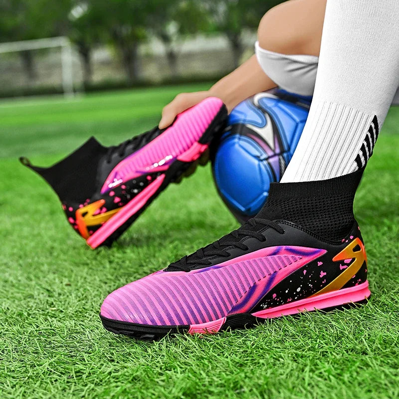 Chaussures de football pour hommes, chaussures de sport, chaussures de futsal à tige haute, chaussures de football de haute qualité pour l'intérieur, antidérapantes, pour l'entraînement en extérieur, crampons ultra-lég