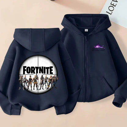 Nová detská mikina Fortnite so zipsom, kreslený anime štýl, ležérna a priedušná mikina s kapucňou pre chlapcov, kabát/bunda, jar 2026, detské oblečenie