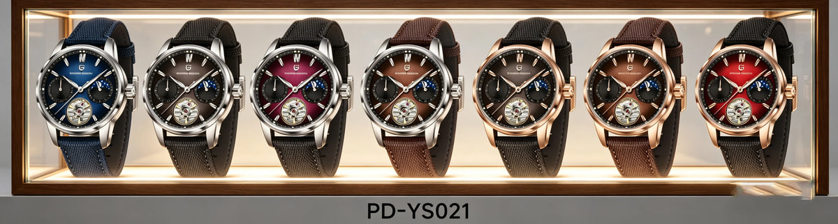 PAGANI DESIGN – Ceas mecanic de lux pentru bărbați, 41 mm, sticlă de safir, curea din piele, rezistent la apă, stil pilot, cu turbilion și fază lunară