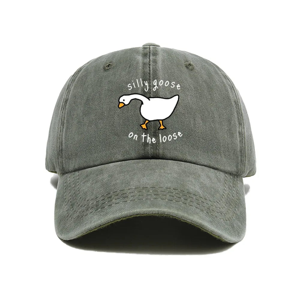 Big Goose Printed Baseball Hat for Men and Women, Small Fresh Soft Top Duck Tongue Hat, Sunshade Hat, Outdoor Sunscreen