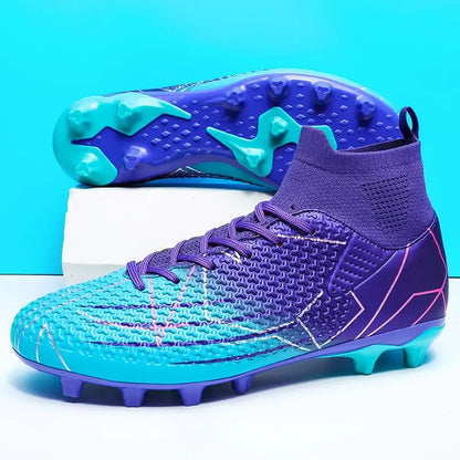 Nouvelles chaussures de Football professionnelles haut en cuir d'herbe artificielle jeunes étudiants chaussures de Football d'entraînement pour hommes et femmes sport