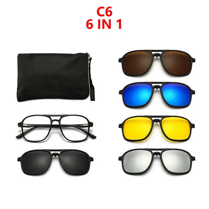 Ochelari de soare polarizați cu atracție magnetică oglindă, ochelari de ciclism 2 în 1 cu clemă, ochelari strălucitori pentru bărbați, ochelari cu ramă dublă pentru femei