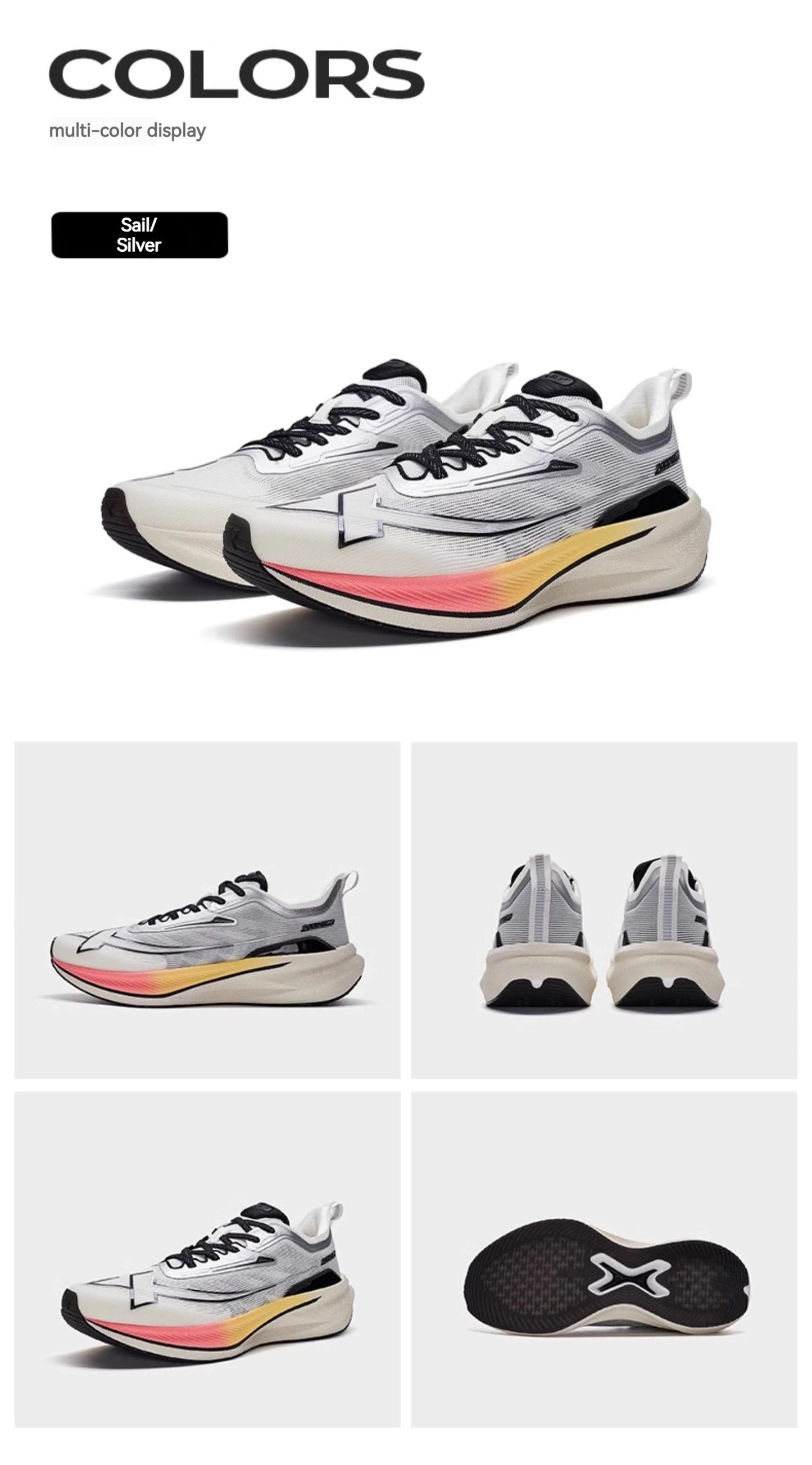 Xtep 2000KM 2.0 Running Shoes for Men, Summer Professional TPU Shock Absorption Sneakers (Suggest Half Size Down) 876219110043