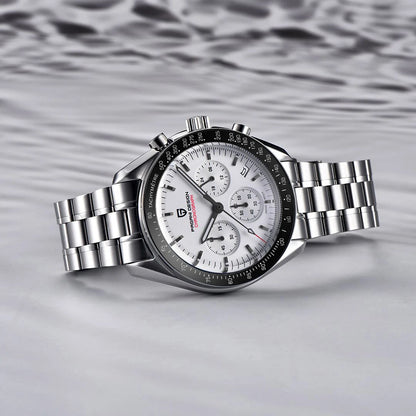 Montre pour homme PAGANI DESIGN (nouveau modèle V5 PD1701) – Chronographe sportif de type « Speed » à quartz, verre saphir avec traitement antireflet, étanche jusqu'à 100 mètres.