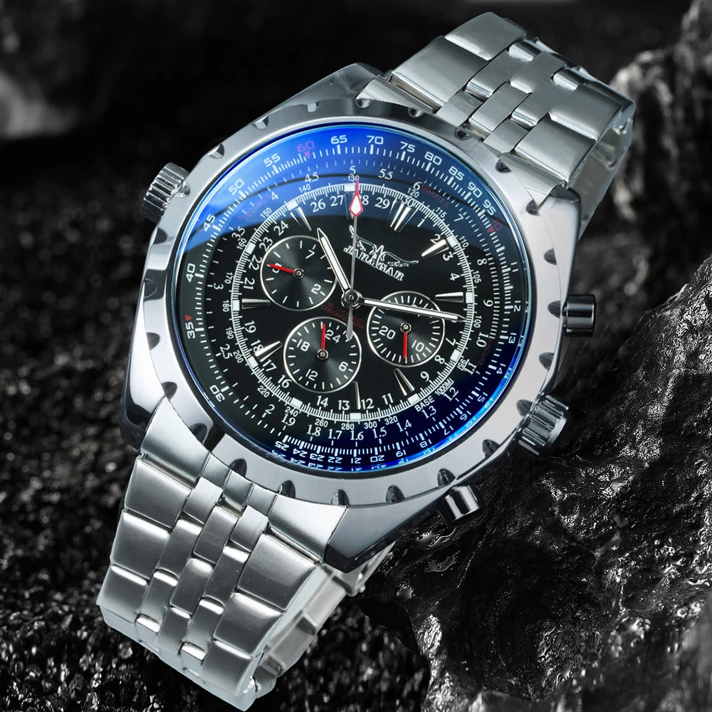 JARAGAR 212 Relógio mecânico automático para homem, estilo empresarial de luxo, com calendário semanal, relógio para homem, presente premium, Reloj Hombre