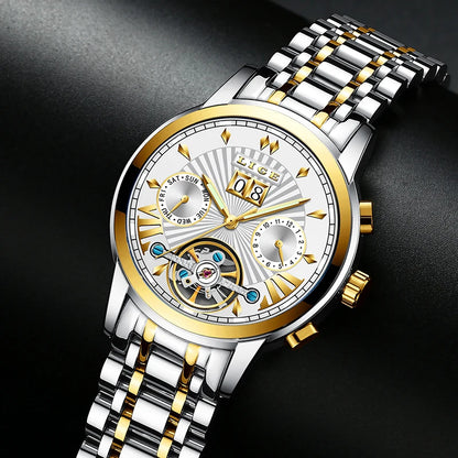 LIGE muške automatske mehaničke ručne satove – vrhunski luksuzni sat s tourbillonom, elegantan i vodootporan model, idealan za posao ili formalne prigode.