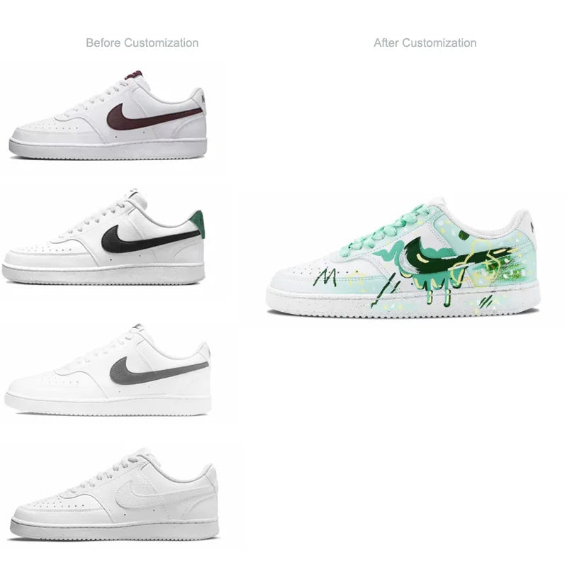Räätälöidyt lenkkarit Nike Court Vision 1 ”Mint Gorgeous” Huiya Käsintehdyt High Street Campus -lenkkarit, liukumattomat miesten lenkkarit