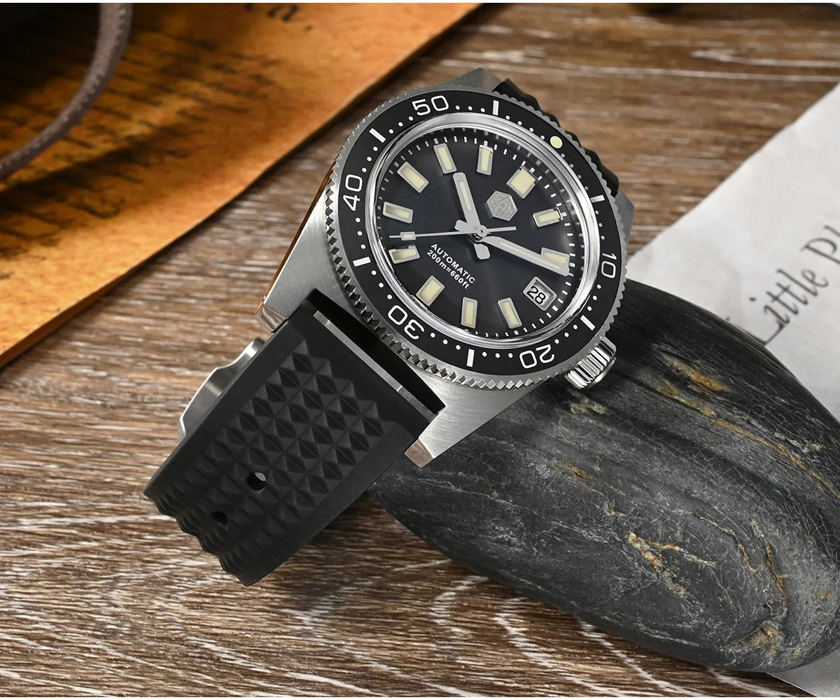 San Martin New 62mas 37mm Diver Men's Watch Classic Luxury Sapphire PT5000 SW200 Automatic Mechanical Watches Date 20Bar Luminous