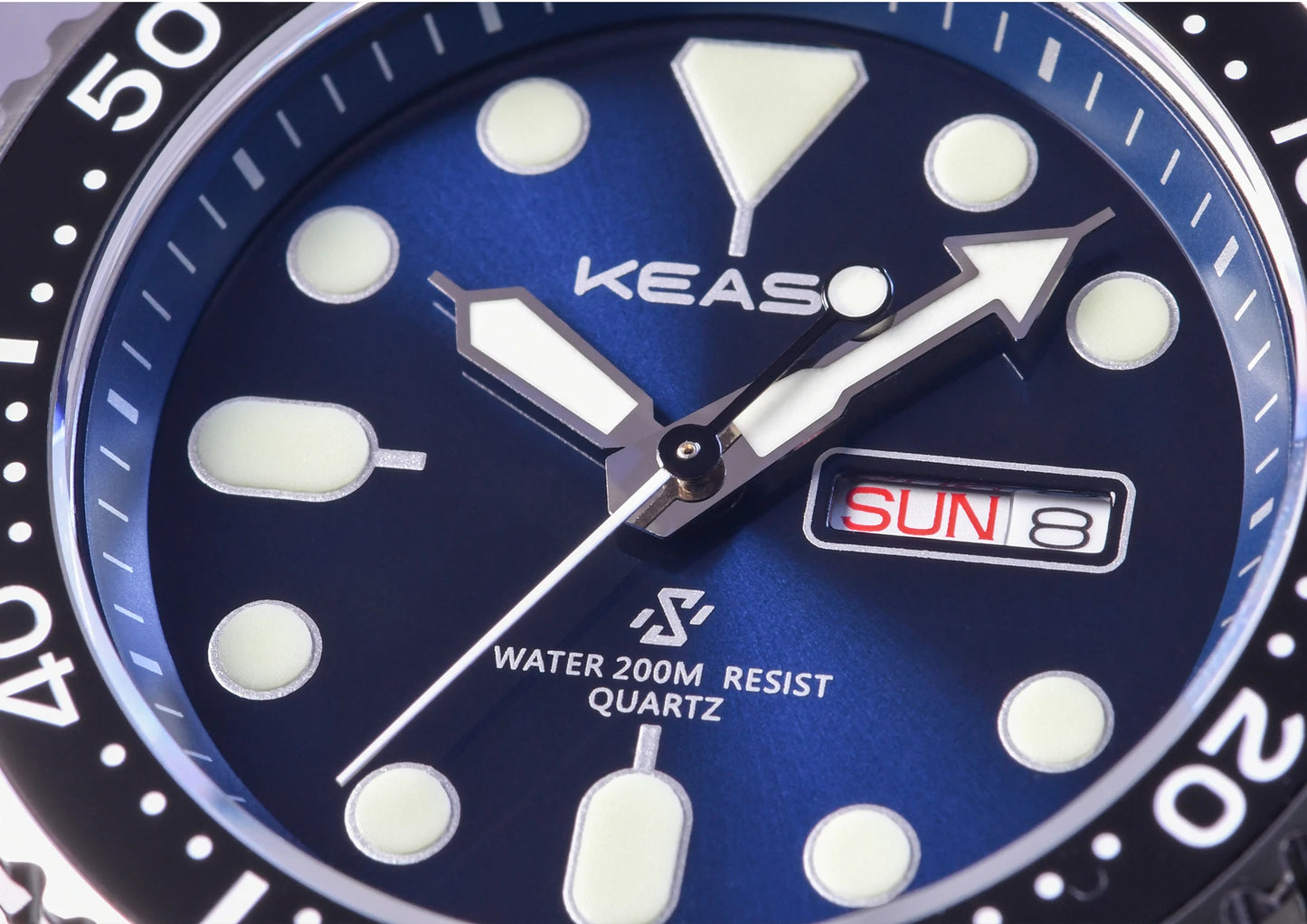 KEASO Top Men's Dive Watch C3 Super Luminous 316L Solid Steel 20Bar Waterproof Sapphire Mirror MIYOTA 2035 Quartz Movement Watch