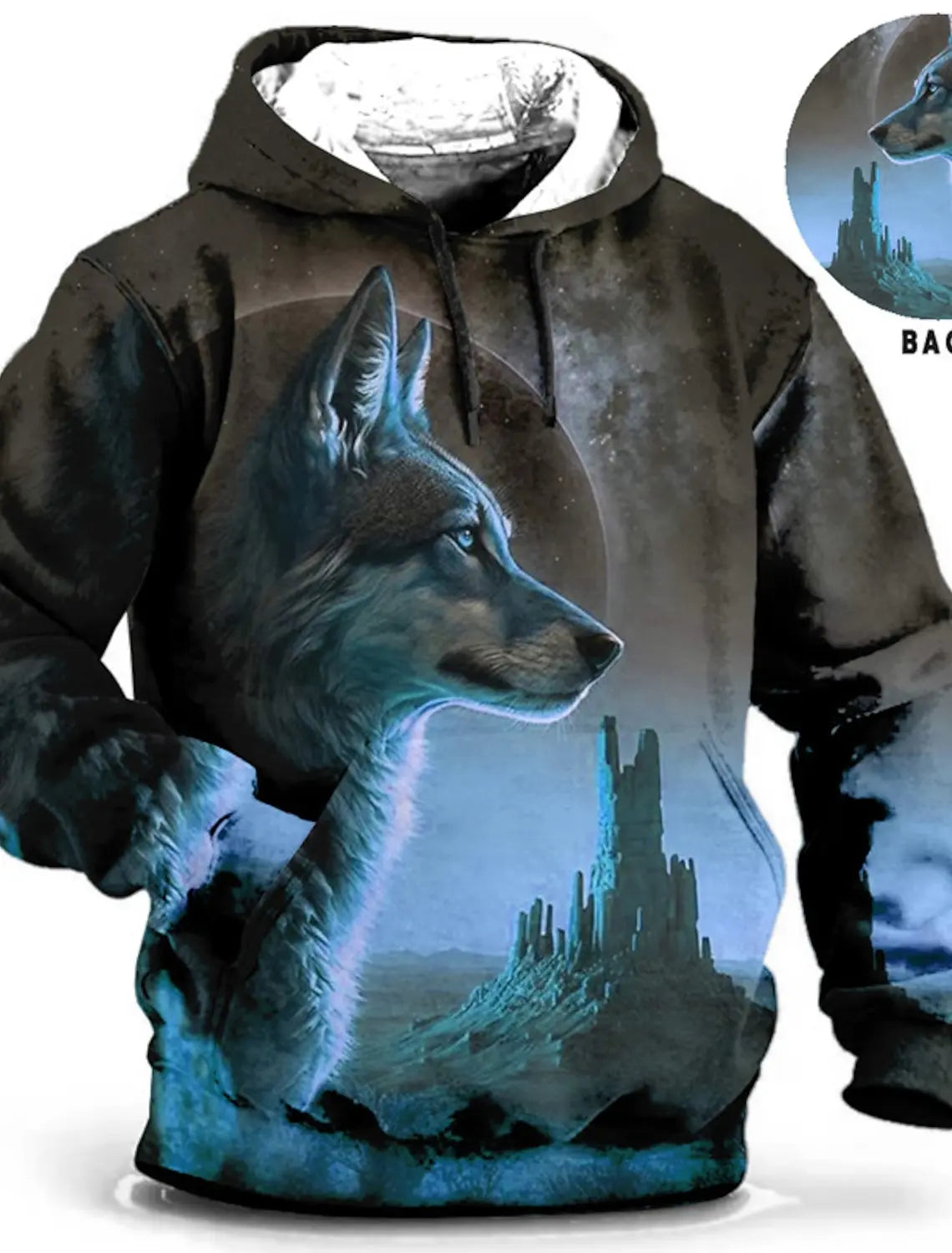 Unisex-Hoodie für Herren – modischer Pullover-Hoodie mit Kapuze, Animal-Print Wolf, Löwe, Drache und Tiger, 3D-Druck, lässiger Alltagshoodie