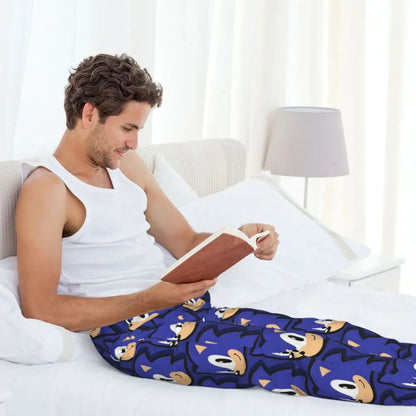Pantalones de pijama personalizados para hombre con estampado «Soniced», con motivo de erizo, ropa de dormir, pantalones de estar por casa con bolsillos