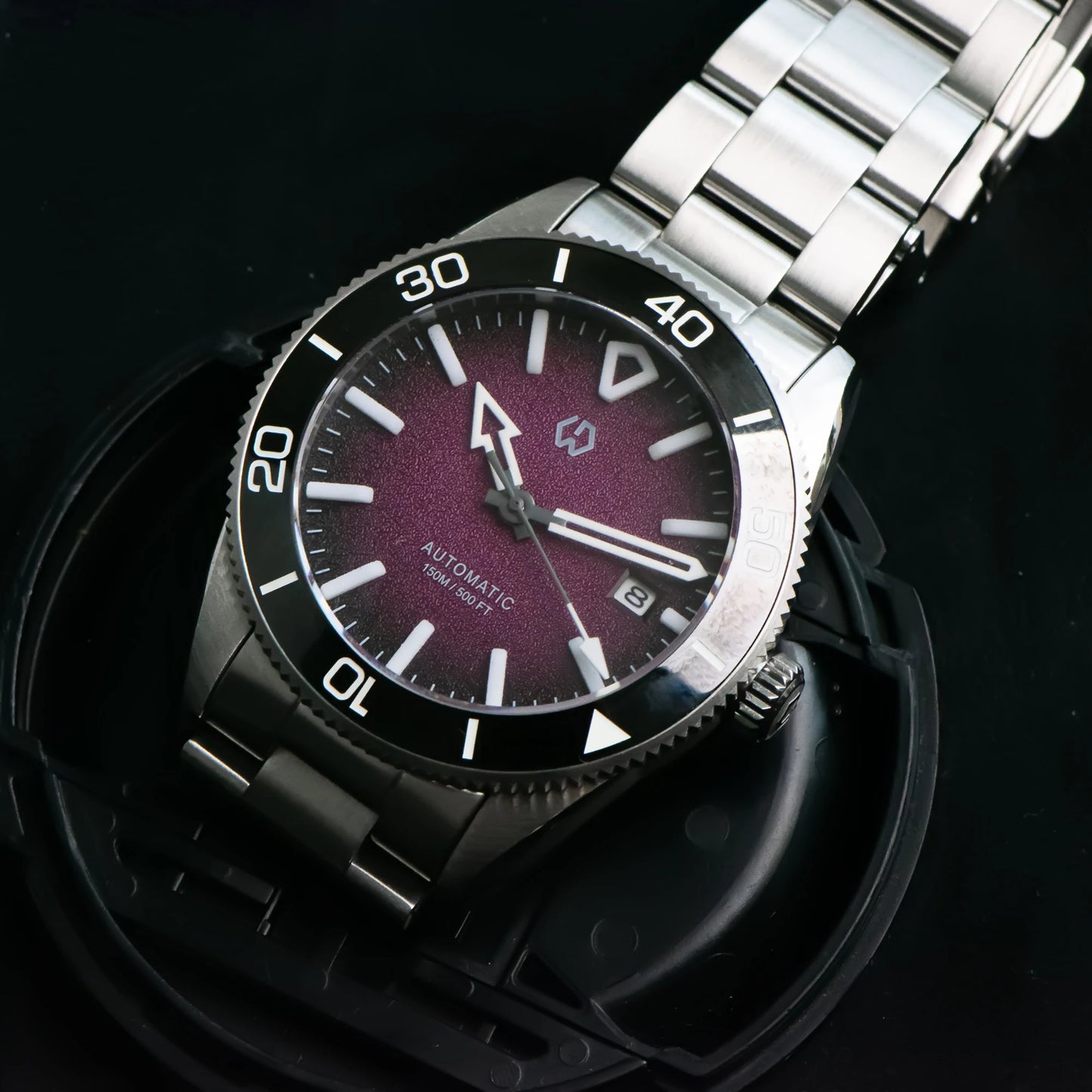 Upgraded Model 9017 Automatic Watch Mechanical 3D Dimensional Luminous Watch Needle Ceramic Bezel 150 Meters Waterproof Diving