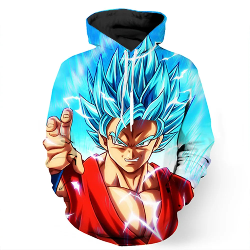Sudadera con capucha de Dragon Ball para niños y niñas, nuevo estilo de otoño e invierno: sudadera creativa, holgada y versátil con capucha